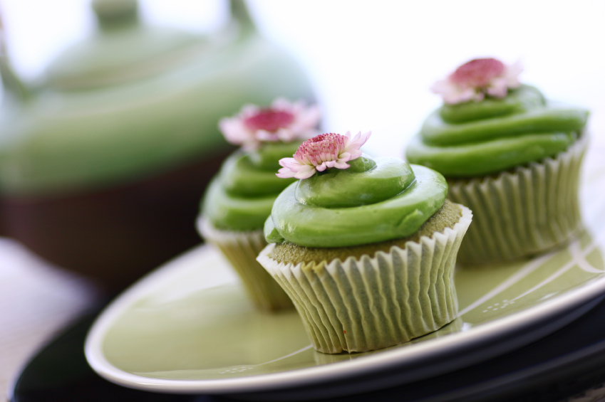 Green Tea Cupcakes & Teapot